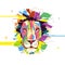 Abstract artistic lion cartoon design