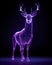 An abstract and artistic representation of a stag\\\'s wireframe with vibrant, colorful glow