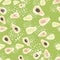 Abstract avocado seamless pattern on green background
