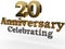 Abstract background with 20 th number and anniversary celebrating inscription with gold and silver effect