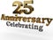 Abstract background with 25 th number and anniversary celebrating inscription with gold and silver effect