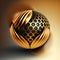 Abstract background with 3d spheres cluster. Gold bubbles. Banner or poster design. Generative AI