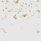 Abstract background with alling golden tiny confetti pieces.