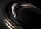 Abstract background with black gold 3d wave on black background for concept design. Realistic metalic swirl Wave flow