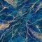 Abstract background, blue marble with gold glitter veins, fake stone texture, painted artificial marbled surface, fashion marbling