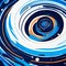 Abstract background of blue and orange circles in the form of spirals generative AI