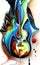 abstract background in bright colors with a guitar2