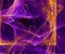 abstract background of bright orange-purple lines on a black background, neural network