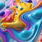 Abstract background of brightly coloured flowing liquid