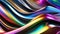 Abstract background chrome metal wave, light neutral tones of rainbow.