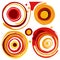 abstract background with circles and spirals in orange and red colors Generative AI