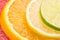 Abstract background with citrus fruit circles, close-up