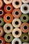 Abstract Background Collection of Antique Yarn Spools