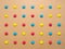 Abstract background of colored toy balls symmetrically arranged relative to each other. vivid back burner to advertise children`s