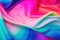 Abstract background of colorful pink, blue, red, green, magenta silk fabric with folds and waves, close up. Generative AI