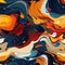 Abstract background of colorful swirling liquids in flat brushwork style (tiled)