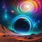 Abstract background colourful nebular and planet Created using