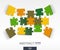 Abstract background with connected color puzzles, integrated elements. 3d infographic concept with mosaic pieces in perspective.