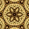 Abstract background consisting of fractal curls in gold color with clasps and a star on a stone texture