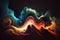 Abstract background with cosmic waves of nebula-like colors, Generative Ai