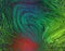 Abstract background with dynamic waves of green and red color