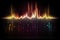 Abstract background with equalizer effect. Neon lights. Sound wave.