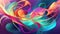 Abstract background with fluid shapes, swirling colored shapes and graceful curve