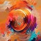 Abstract background. Fragment of a picturesque background. Brush strokes Red, orange, yellow and blue colors. Artistic background 