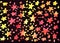 Abstract background freehand by living materials, bright watercolor yellow-red stars on a black background