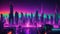 Abstract background of futuristic neon punk city