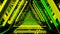 Abstract background with green and yellow neon triangles, seamless loop 3d animation video 4k