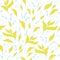 Abstract background with hand yellow drawn leaves. Seamless pattern