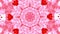 Abstract background. Kaleidoscopic. Red mandala-snowflake kaleidoscope sequence. Mirror prism creating toy effect, with