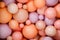 Abstract background made of colored different size styrofoam balls