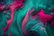 Abstract background mixing paint turquoise and pink. Neural network AI generated