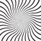 Abstract background with monochrome radial rays, lines or stripes curving around center. Backdrop with rotating illusion