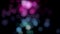 Abstract background of moving bokeh on black background. Animation. Blurred round particles move in black space