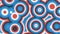 Abstract background of multicolored concentric circles in red and blue colors. Vector illustration.