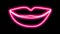 Abstract background. NEON LIGHTING LIPS OPEN AND CLOSE. Neon lips kiss