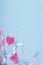 Abstract Background with Paper Hearts, ribbons for Valentine s Day. Blue Love and Feeling Background for poster, banner