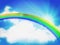 Abstract background with a rainbow in the refreshing blue sky