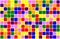 Abstract background of random pattern of squares filled with the colors of rainbow with white rounded borders