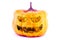Abstract background scary face pumpkin fire smile eyes design halloween on white base