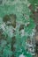 Abstract background - shabby shabby plaster on the wall, blurred with water ottelcara making its way through the green paint