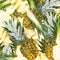 Abstract background with slices of fresh pineapple. Seamless pattern for a design. Close-up.