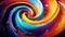 Abstract background with swirl of colors twisting in motion in vivid color vortex