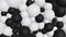 Abstract background texture with black and white bubbles. 3d render with minimalist simple objects