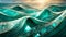Abstract background with turquoise waves and diamonds