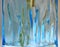 Abstract background. Vertical colored stripes. Glass and stem. Blue and green.