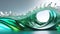 abstract background with waves and splashes, white gold and emerald abstract background.